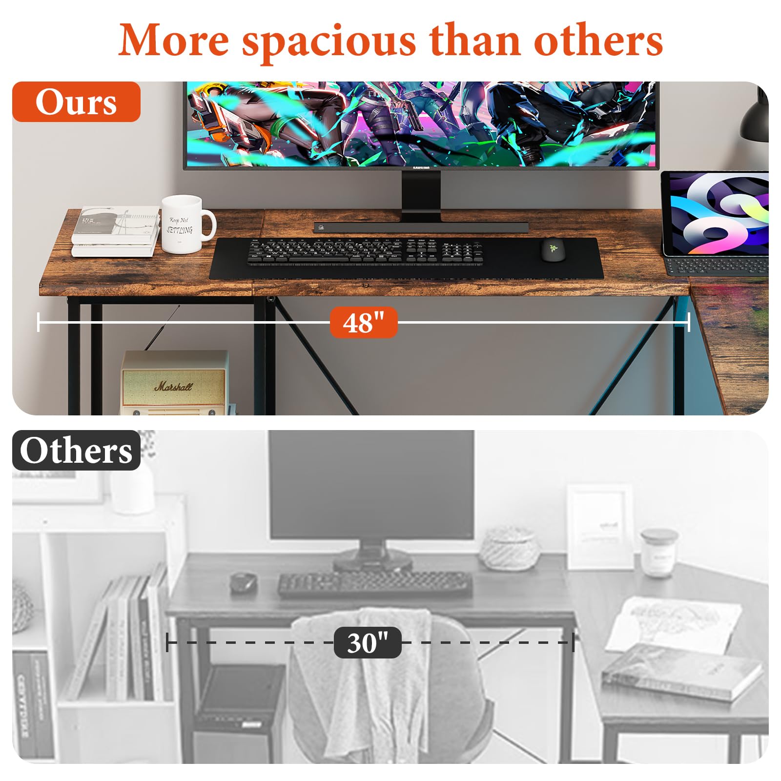 Maxzzz 67 Inch L Shaped Corner Computer Desk with Storage Shelves